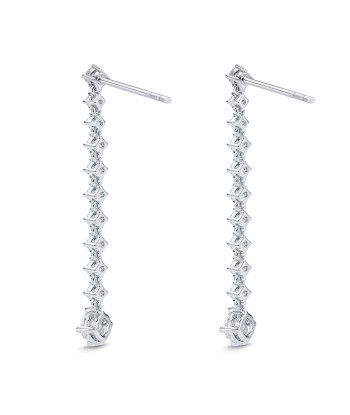 Memoire 18k White Gold Diamond Line Lila Drop Diamond Earrings En savoir plus