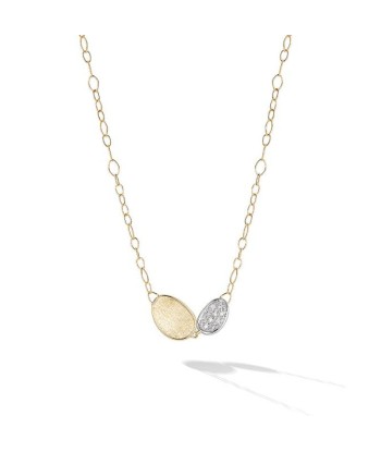 Marco Bicego Lunaria 18K Yellow Gold and Diamond Petite Double Leaf Necklace acheter en ligne