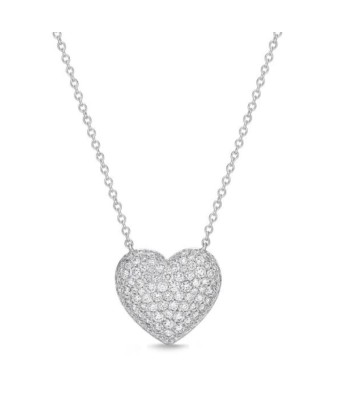 Memoire 18k White Gold Puffed Heart Diamond Necklace chez Cornerstreet bien 