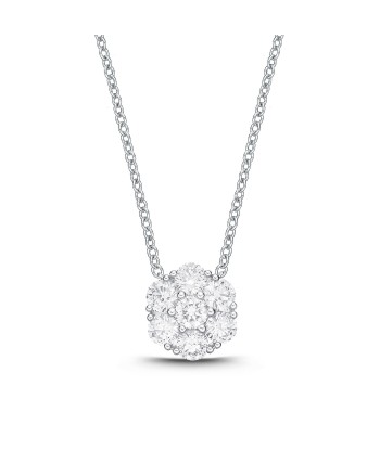 Memoire 18k White Gold Floral Diamond Bouquet Necklace Paris Déstockage Promo