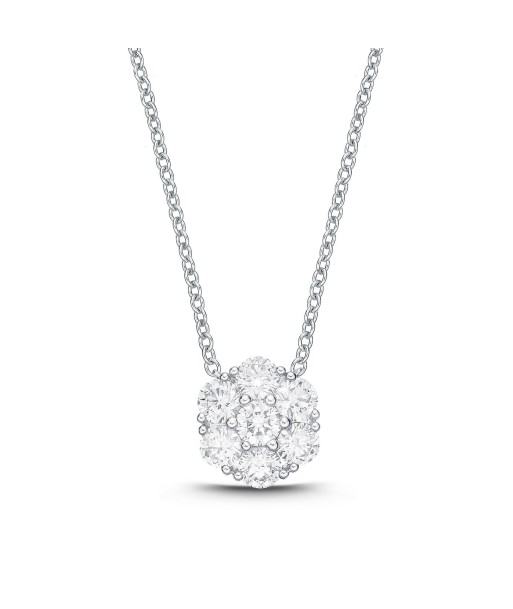 Memoire 18k White Gold Floral Diamond Bouquet Necklace Paris Déstockage Promo