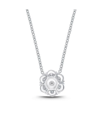 Memoire 18k White Gold Floral Diamond Bouquet Necklace Paris Déstockage Promo