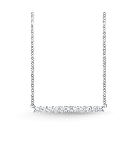 Memoire 18k White Gold Prong-Set Diamond Bar Necklace Les magasins à Paris et en Île-de-France