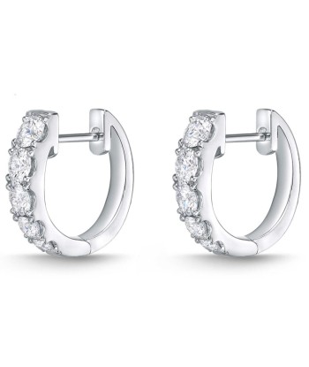 Memoire 18k White Gold Small Graduated Diamond Hoop Earrings Véritable concentré