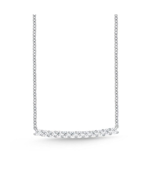 Memoire 18k White Gold Slight Curve Diamond Bar Necklace le des métaux précieux