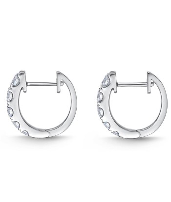 Memoire 18k White Gold Small Graduated Diamond Hoop Earrings Véritable concentré