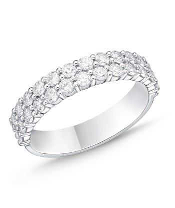 Memoire 18k White Gold 2-Row Paramount Halfway Diamond Band de France