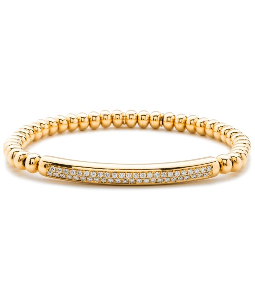 Hulchi Belluni Bracelet Pave Diamond ID Bar Yellow Gold Stretch Stackable des créatures d'habitude