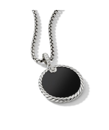 DY Elements Reversible Disc Pendant with Black Onyx and Mother of Pearl and Pave Diamonds les muscles