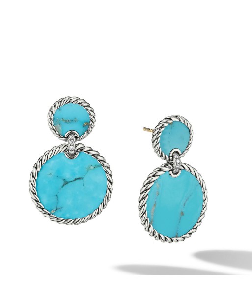 DY Elements Double Drop Earrings with Turquoise and Pave Diamonds france