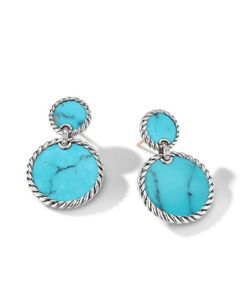 DY Elements Double Drop Earrings with Turquoise and Pave Diamonds france