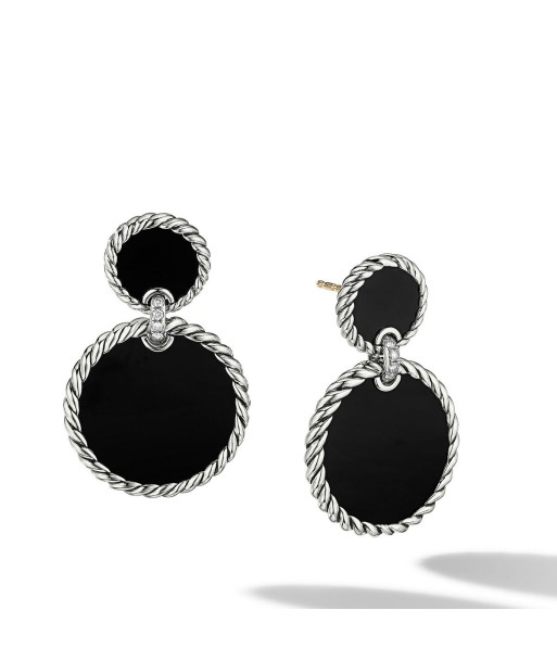 DY Elements Double Drop Earrings with Black Onyx and Pave Diamonds offre 