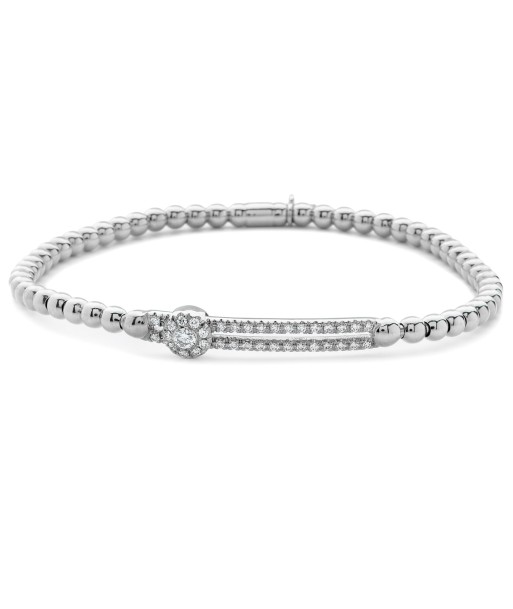 Hulchi Belluni Fidget Bracelet Single Pave Diamond Station White Gold français