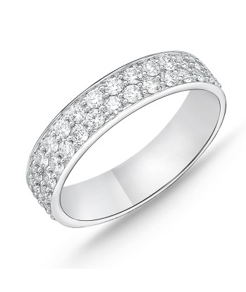 Memoire 18K White Gold Two-Row Halfway Pave Silk Diamond Band votre restaurant rapide dans 