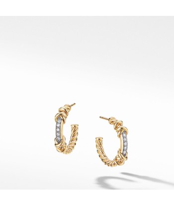 Petite Helena Hoop Earrings in 18K Yellow Gold with Diamonds soldes