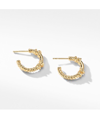 Petite Helena Hoop Earrings in 18K Yellow Gold with Diamonds soldes