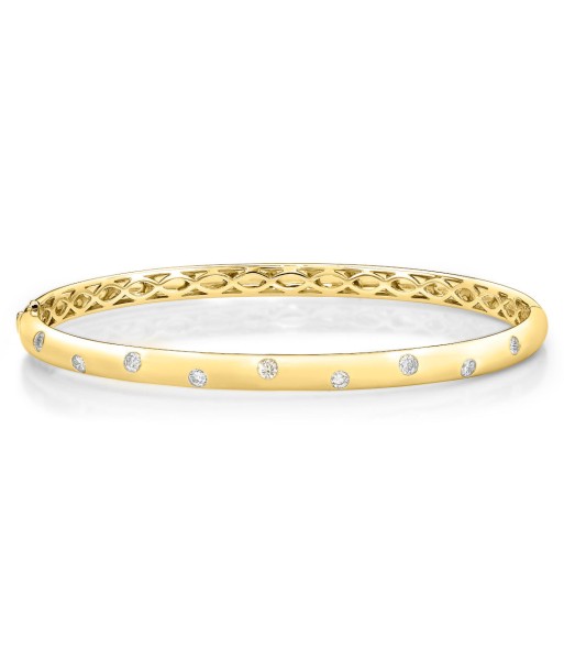 Memoire 18k Yellow Gold Gypsy Burnished Diamonds Bangle pas cher