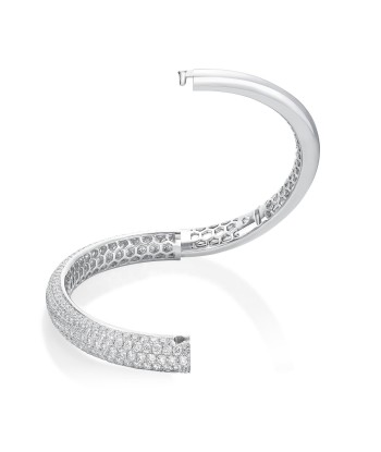 Memoire 18k White Gold Pirouette Pave Diamond Bracelet pas cher