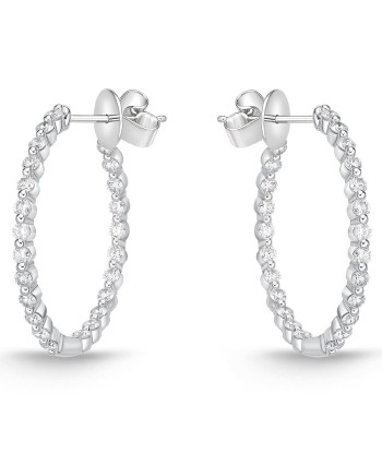 Memoire 18k White Gold Aura Diamond Hoop Earrings la chaussure