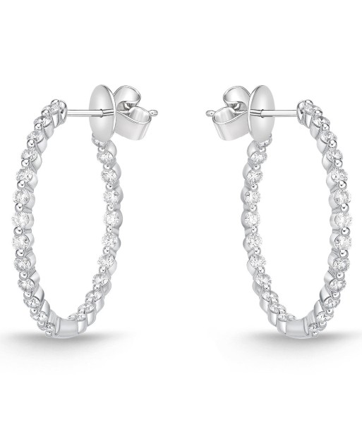 Memoire 18k White Gold Aura Diamond Hoop Earrings la chaussure