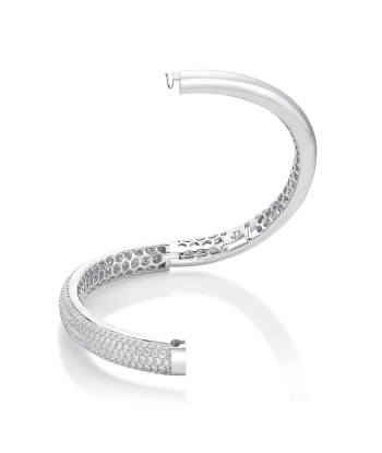 Memoire 18k White Gold Pirouette Pave Diamond Bracelet pas cher