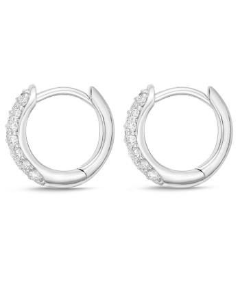 Memoire 18k White Gold Pave Diamond Huggie Hoop Earrings la livraison gratuite