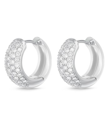 Memoire 18k White Gold 13MM Pave Diamond Huggie Hoop Earrings ouvre sa boutique