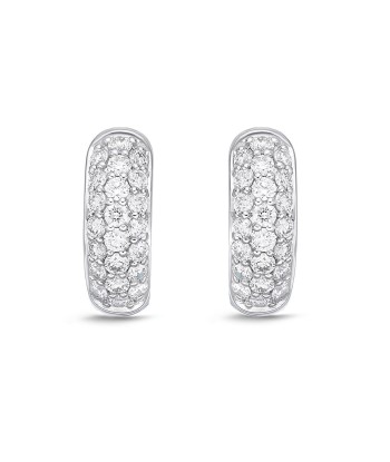 Memoire 18k White Gold Pave Diamond Huggie Hoop Earrings la livraison gratuite