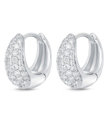 Memoire 18k White Gold Drop Shape Huggie Hoop Diamond Earrings pas cher