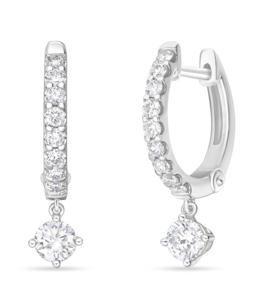 Memoire 18k White Gold Odessa Huggie Drop Diamond Earrings prix