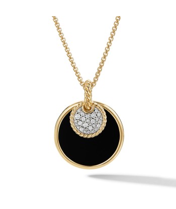 DY Elements Large Convertible Pendant Necklace in 18K Yellow Gold with Black Onyx and Mother of Pearl and Pave Diamonds france