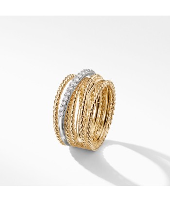 David Yurman Crossover Wide Ring with Diamonds in 18K Gold 11MM ouvre sa boutique