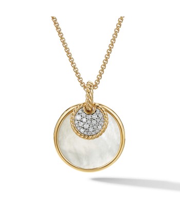 DY Elements Large Convertible Pendant Necklace in 18K Yellow Gold with Black Onyx and Mother of Pearl and Pave Diamonds france