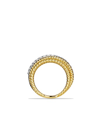 David Yurman Crossover Wide Ring with Diamonds in 18K Gold 11MM ouvre sa boutique