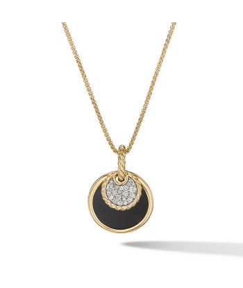 DY Elements Small Convertible Pendant Necklace in 18K Yellow Gold with Black Onyx and Mother of Pearl and Pave Diamonds paiement sécurisé