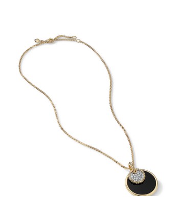 DY Elements Large Convertible Pendant Necklace in 18K Yellow Gold with Black Onyx and Mother of Pearl and Pave Diamonds france