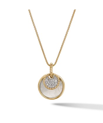 DY Elements Small Convertible Pendant Necklace in 18K Yellow Gold with Black Onyx and Mother of Pearl and Pave Diamonds paiement sécurisé