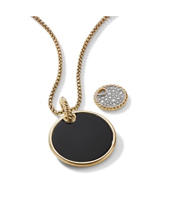 DY Elements Large Convertible Pendant Necklace in 18K Yellow Gold with Black Onyx and Mother of Pearl and Pave Diamonds france