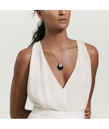 DY Elements Large Convertible Pendant Necklace in 18K Yellow Gold with Black Onyx and Mother of Pearl and Pave Diamonds france