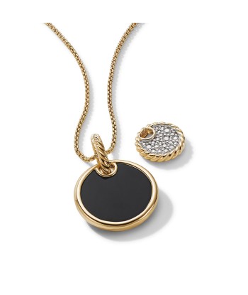 DY Elements Small Convertible Pendant Necklace in 18K Yellow Gold with Black Onyx and Mother of Pearl and Pave Diamonds paiement sécurisé