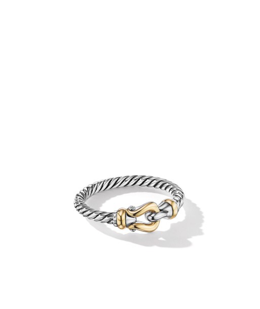 David Yurman 2MM Petite Buckle Ring in Sterling Silver and 18k Yellow Gold les ctes