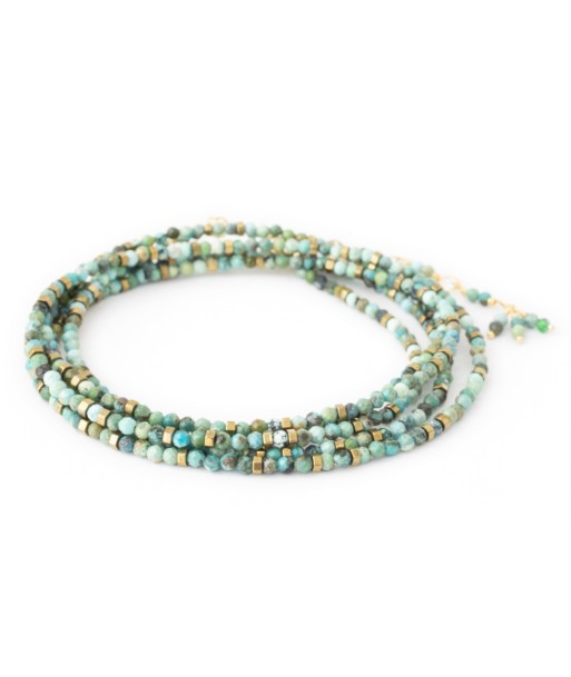 Anne Sportun Turquoise & Pyrite Beaded Confetti Wrap Bracelet & Necklace 34" B098G-CON.TURQ en linge