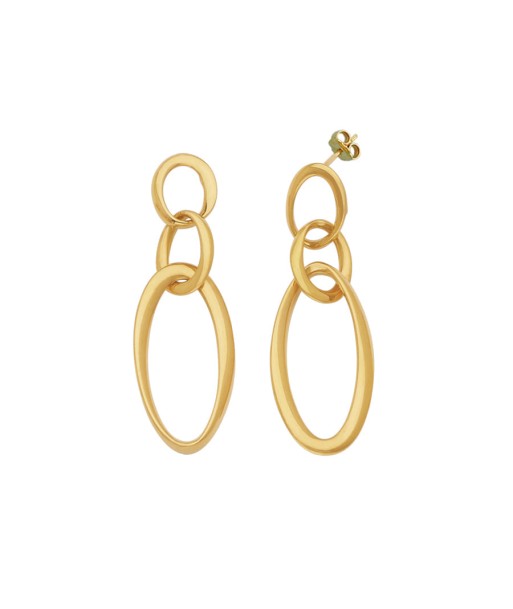 18k Yellow Gold Triple Drop Link Earrings pas chere