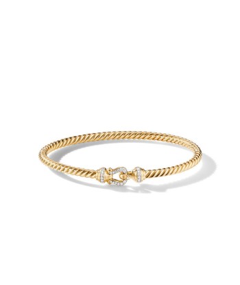 David Yurman Cable Buckle Collection Bracelet in 18K Yellow Gold with Diamonds la livraison gratuite