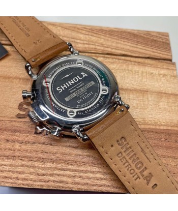 Shinola 47MM Runwell Slate Blue Dial 2-Eye Chronograph British Tan Leather Watch S0120223879 acheter en ligne