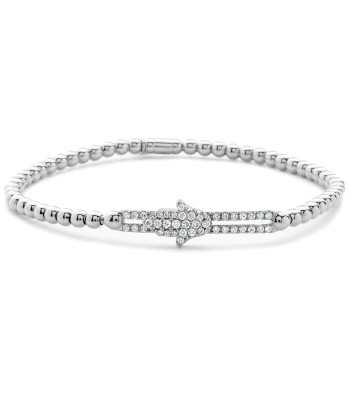 Hulchi Belluni Bracelet with Hamsa Pave Diamond Moveable Station White Gold Stretch Stackable Voir les baskets