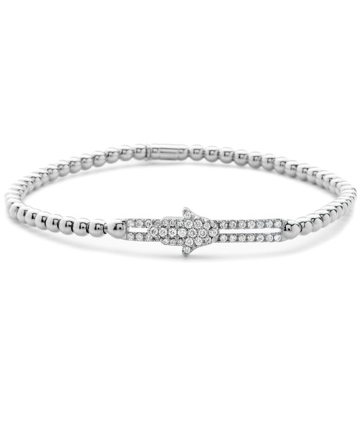 Hulchi Belluni Bracelet with Hamsa Pave Diamond Moveable Station White Gold Stretch Stackable Voir les baskets