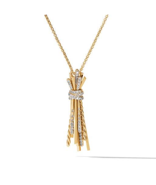 David Yurman Angelika Flair Pendant Necklace in 18K Yellow Gold with Pave Diamonds s'inspire de l'anatomie humaine