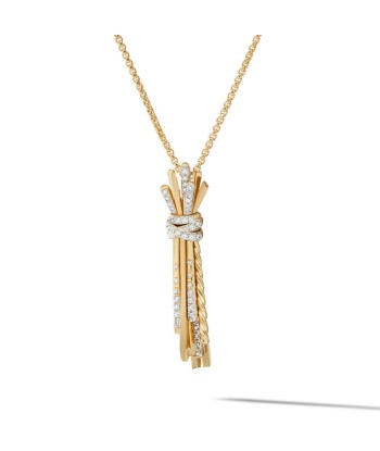 David Yurman Angelika Flair Pendant Necklace in 18K Yellow Gold with Pave Diamonds s'inspire de l'anatomie humaine