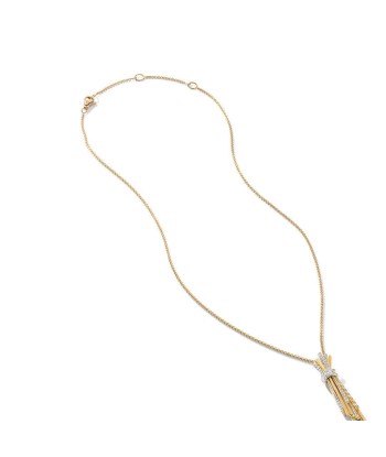 David Yurman Angelika Flair Pendant Necklace in 18K Yellow Gold with Pave Diamonds s'inspire de l'anatomie humaine